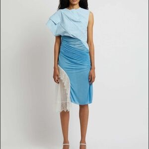 Christopher Esber Ice Blue Asymmetrical Dress with Lace 4